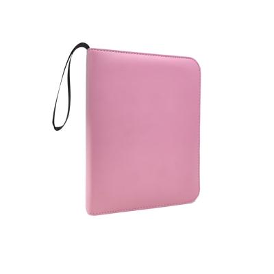 China Trade 4 Pockets Leather Card Binding PU Photo Charger Card Holder Album Top Binder For Boys Girls Gift Light Pink for sale