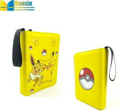 China Trading Card Holder 4 Pocket Card Holder Binder, Trading Card Album Binder with 50 Sleeves Portable Card Collector with Zipper (YELLOW) for sale