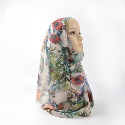 China Factory Wholesale Canvas Imitate Cotton Print Canvas Lady's Scarf Long Scarf Wholesale Custom Voile Scarf for sale