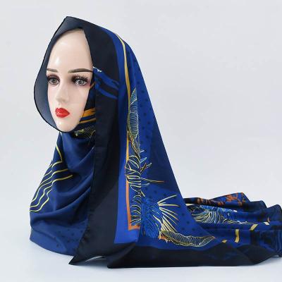 China Muslim Styles Women Designer Chiffon Satin Printing Chiffon Scarf For Ladies Digital Printed Elastic Satin Chiffon for sale