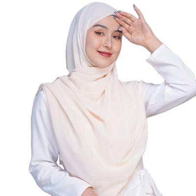 China Polyester Wholesale Pleated Plain Chiffon Hijab Shawl Crepe Chiffon Shawl Muslim Women Fashion Hot Sale for sale