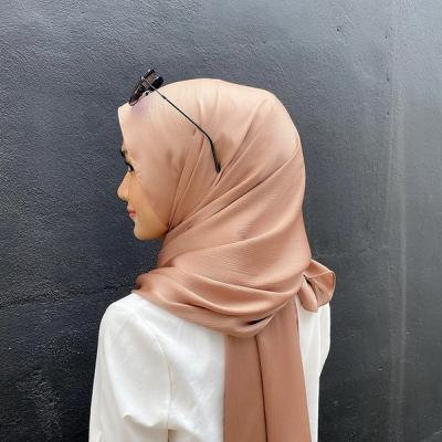 China Wholesale Custom Shawl Muna Satin Shawl High Quality Solid Color Muslim Hijab 2021New Polyester Fashion Hijab for sale