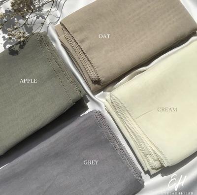 China Polyester Malaysia Hijab Matte Satin Shawl Special Eyelash Logo High Quality Factory Price Custom Made For Muslim Women for sale