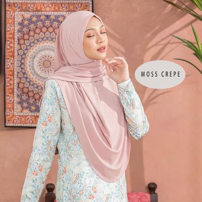 China Wholesale 2021 New Fashion High Quality Polyester Instant Hijab Moss Crepe Bawal Spandex Fabric Scarf For Muslim Women for sale