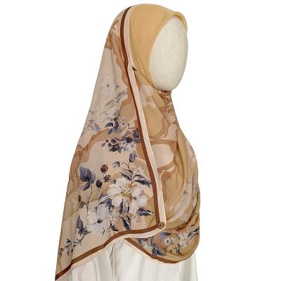 China Wholesale Polyester Printed Muslim Chiffon Hijab Instant Shawl 2021 New Style Scarf Factory Price Custom Logo for sale