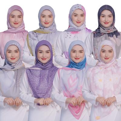 China 2021 newest fashion polyester tudung printed bawal cotton hijab malaysai women for sale