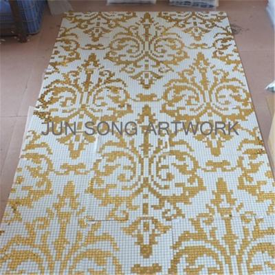 China Gold Continuous Color Design Floor Tile Bathroom Pattern JS MP-CPD02 Mosaic Glass Mosaic Slab for sale