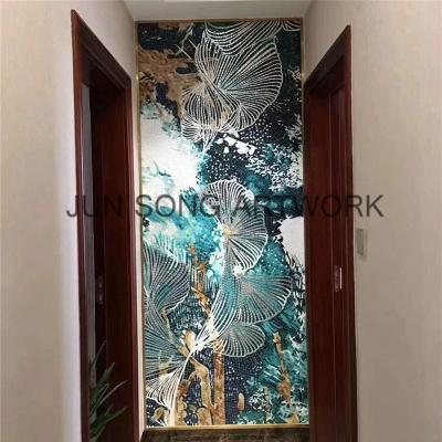 China JS ABM-MS06 Beautiful Traditional Art Luxury Home Decor Handmade Mosaic Tiles Mosaic Hallway Wall Glass Tile for sale