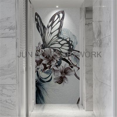 China JS Traditional Handmade Animal Mosaic Hallway Wall Tile Butterfly Wall Mosaic MAM-BT01 for sale