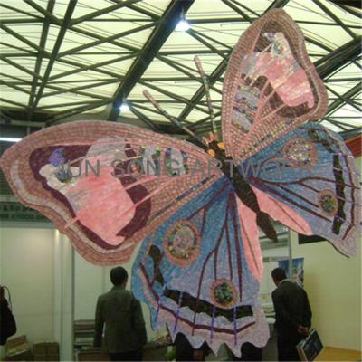 China JS MAM-BT06 Bathroom Backsplash Tile Traditional Design Handmade Glass Mosaic Butterfly Pattern for sale