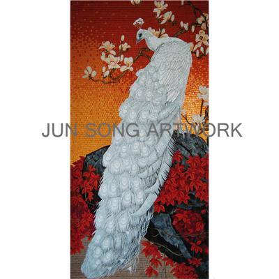 China China Traditional Handmade Peacock Wall Mosaic Art Mosaic Glass Animal Wall Tiles from JS MAM-PC02 for sale