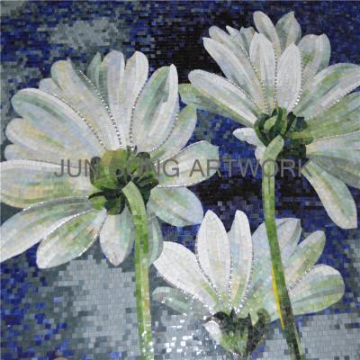 China JS MFL-ST01 Art Bedroom Mural Handmade Glass Mosaic Flower Traditional Wall Tile for sale