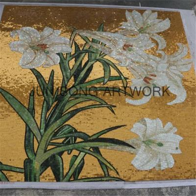 China Handmade Glass Flower Art Deco Wall Tiles Bathroom Mosaic Mural JS MFL-LL04 China for sale