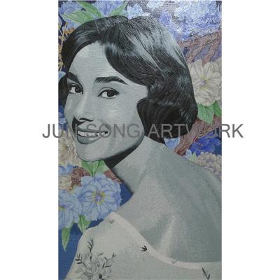 China JS MHP-HP01 Audrey Hepburn Portrait Mosaic Wall Bedroom Traditional Mosaic Wall Tile Art Picture for sale