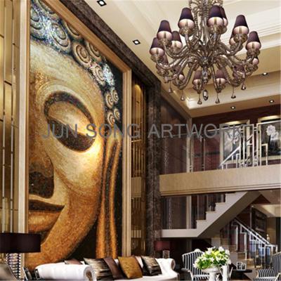 China JS MRL-BD02 China Traditional Glass Mosaic Tile Buddha Pattern Wall Religious Mural for sale