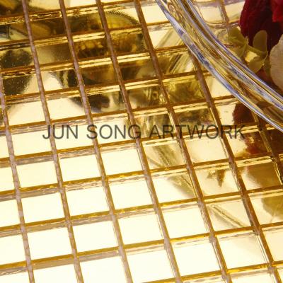 China JS HP01 Traditional Luxurious Decorative Tile Bathroom Mosaic Wall Tile Gold Glass Design for sale