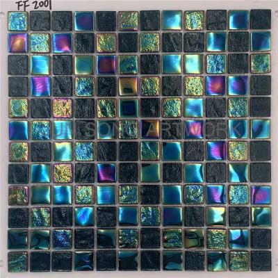 China JS FF2001 Wholesale Modern Wall Decor Luxury Hotel Chinese Iridescent Glass Mosaic Tiles for sale