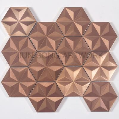 China JS Traditional YM01-BG002 Rose Gold Stainless Steel Mosaic Tiles Wholesale Chinese Metal Mosaic Wall Decor for sale