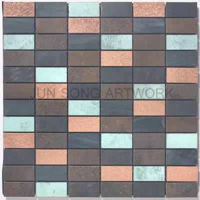 China YM01-CT003 Traditional Rectangular Copper Mosaic Tile Wholesale Foshan Metal Tiles Hotel Wall Decor for sale