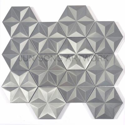 China JS Traditional Wholesale Hexagonal Chinese Stainless Steel Mosaic Tiles Metal Mosaic Wall Decor YM01-BG001 for sale