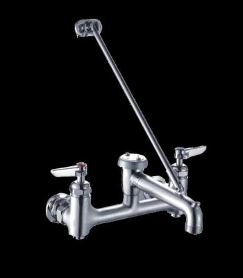 China High Quality Rough Metered Faucets Chrome Wall Mount Bathroom Utility Sink Faucet With Bracket for sale