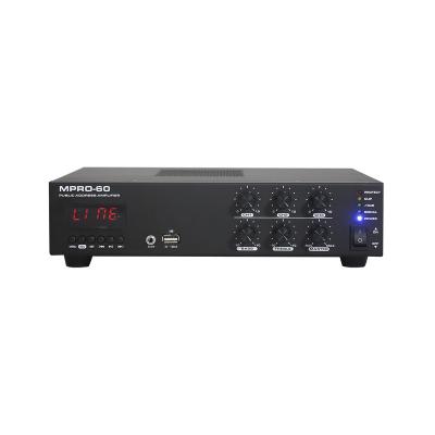 China MIC Over Other Inputs Public Address System 60w Power Amplifier With Usb/fm/sd Mixer Amplifier Price for sale