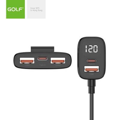 China Cell Phone GOLF Customized Car Accessories 78W Portable Electronic 4A LCD 5 In 1 Bank And Front Seat USB Car Charger With Charging Cable for sale