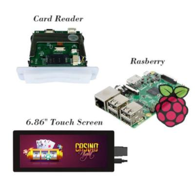 China Leitor de cartão de USB RFID sistema de rastreio do jogador do casino da exposição do LCD de 6,86 polegadas para o sistema do bônus à venda