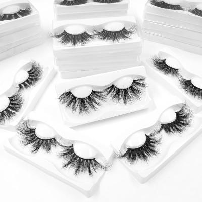 China Natural Soft Mink Eyelash Vendor 27mm 25mm 5D Mink Lashes Full Strip Lashes With Custom Packaging Box Cases Logo for sale