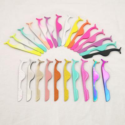 China Thick Custom Material Eyelash Extension Tweezers Stainless Steel Eyelash Tweezers for sale