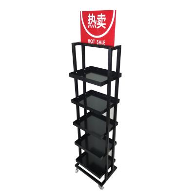 China Supermaket Custom Size And Color Display Cosmetic Stand With Metal Billboard Display Stand for sale