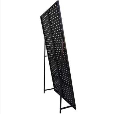 China Custom Steel Shelves Cabinet Steel Pegboard Hole Retail Store Hanging Steel Wheel Display Rack for sale