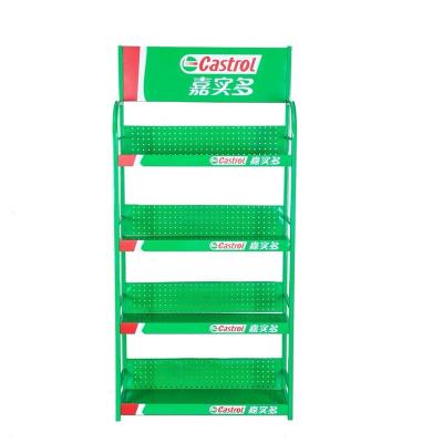 China 40KG/layer metal lubricationg motor oil display rack metal stickers shopping display rack for sale