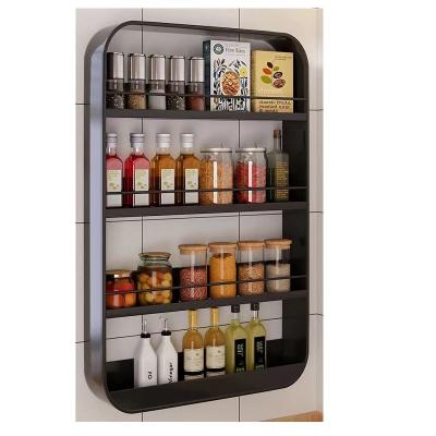 China 4 Tier Metal Cosmetic Hanging Shelf Kitchen Wall Mounted Display Rack 10KG/layer for sale