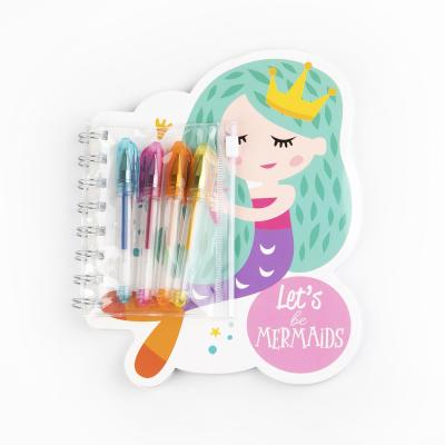 China Mini Customized Cute Mermaid Kids Small Loose Leaf Notebook with Colorful Pen for Girls for sale