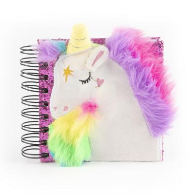 China Mini Cute Spiral Mini Fluffy Plush Unicorn Note Book Hot-selling Making for Girls for sale