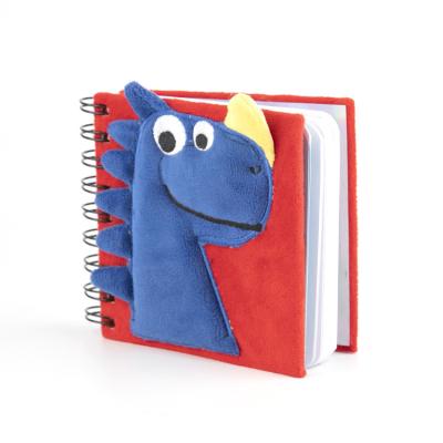 China Mini Wholesale Custom 2022 New Design Plush Dinosaur Pattern Cute Fluffy Notebook For Kids for sale