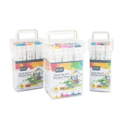 China Hot-selling Customized Painting/Drawing Twin Tips Art Color Marker Pen Alcohol Based 12 24 36 72 100 Colors For Kids Sketching Painting for sale