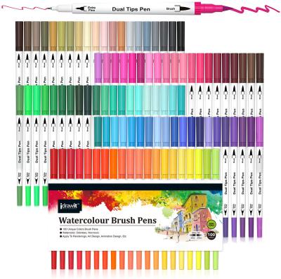 China Wholesale Painting/Drawing Customized 100 Color Dual Tip Sketch Watercolor Brush Marker For Sketching for sale