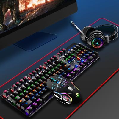 China E-sports 4 Pieces of Combo Mechanical Gaming Keyboard and Mouse Combo 4 in 1 Keyboard Mouse Headset for Game Colored Mechanical Keyboard for sale