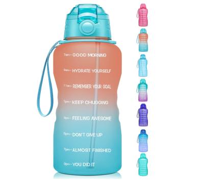 China 1.9L Large Water Bottle Food Grade PETG Viable 1 Gallon Large Capacity Water Bottle With Straw for sale