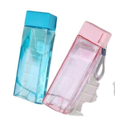 China 2020 Factory Sustainable Wholesale New Product 450ml 16oz Square Unbreakable Plastic Water Bottle for sale