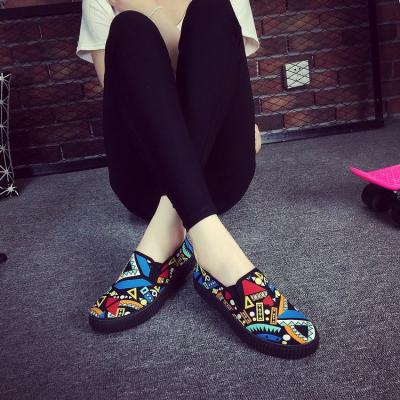 China High Quality Women Flat Shoes White Black Casual Canvas Rubber Lace Up Woman Canvas Shoes and Shoes for sale