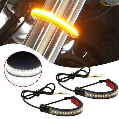 China Universal Motorcycle LED Strip Light Brake Tail RUBBER Turn Signal And Yellow White Turn Signal Light Ring Fork Strip Lamp DRL Motor for sale