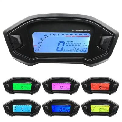 China ABS 7 Colors Universal Adjust Motorcycle 2-4 LCD 13000rpm Automotive Cylinders Meter Odometer Motorcycle Digital Tachometer for sale