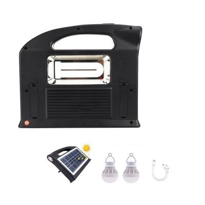 China Portable Home Radio FM Emergency Camping Lamp 10W 20W 30W Power Bank Mobile Phone USB Charge Solar Panel Light Kit for sale