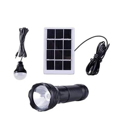 China Home Multifunctional Led Solar Panel Torch Kit with 3W Rechargeable LED Flashlight and SMD Led Bulb for sale