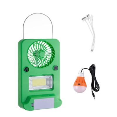 China Hotel COB 10w waterproof outdoor work lightweight rechargeable 18650 lithium battery portable 3 in 1 mini electric solar fan with bulb for sale