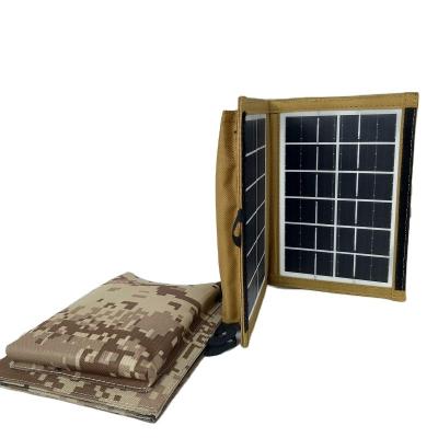 China 6v 7w Portable Foldable Solar Panels Kit For Outdoor Homes Can Charge Phone Camping Light Fan 10*16.5cm*2 for sale