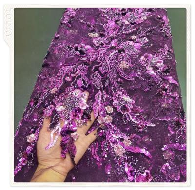 China african tulle embroidery 3D embroidery tube sequins fabric New design 3D lace fabric net lace fabric lace up fabric for dress for sale